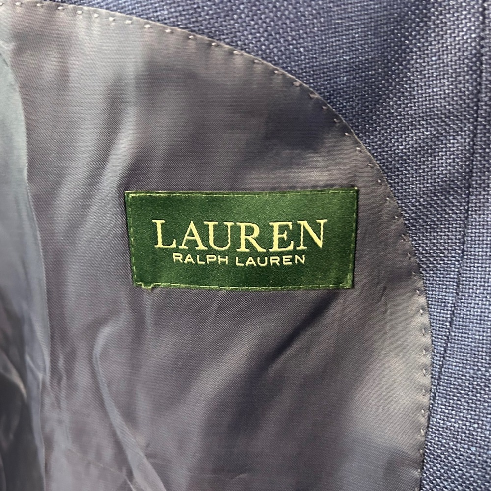 LRL Lauren 46R Sport Coat Linen Blend Blue Two Button Lined Vented Formal Summer - Picture 3 of 13